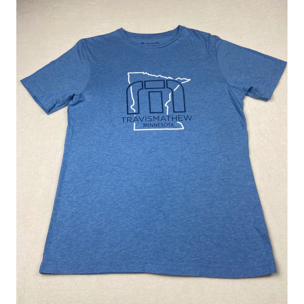 TravisMathew Minnesota State Tee‎ Mens M Blue Graphic Tee Golf Casual USA Pride